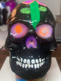 Gloss Black Concrete Skull Sculpture S3