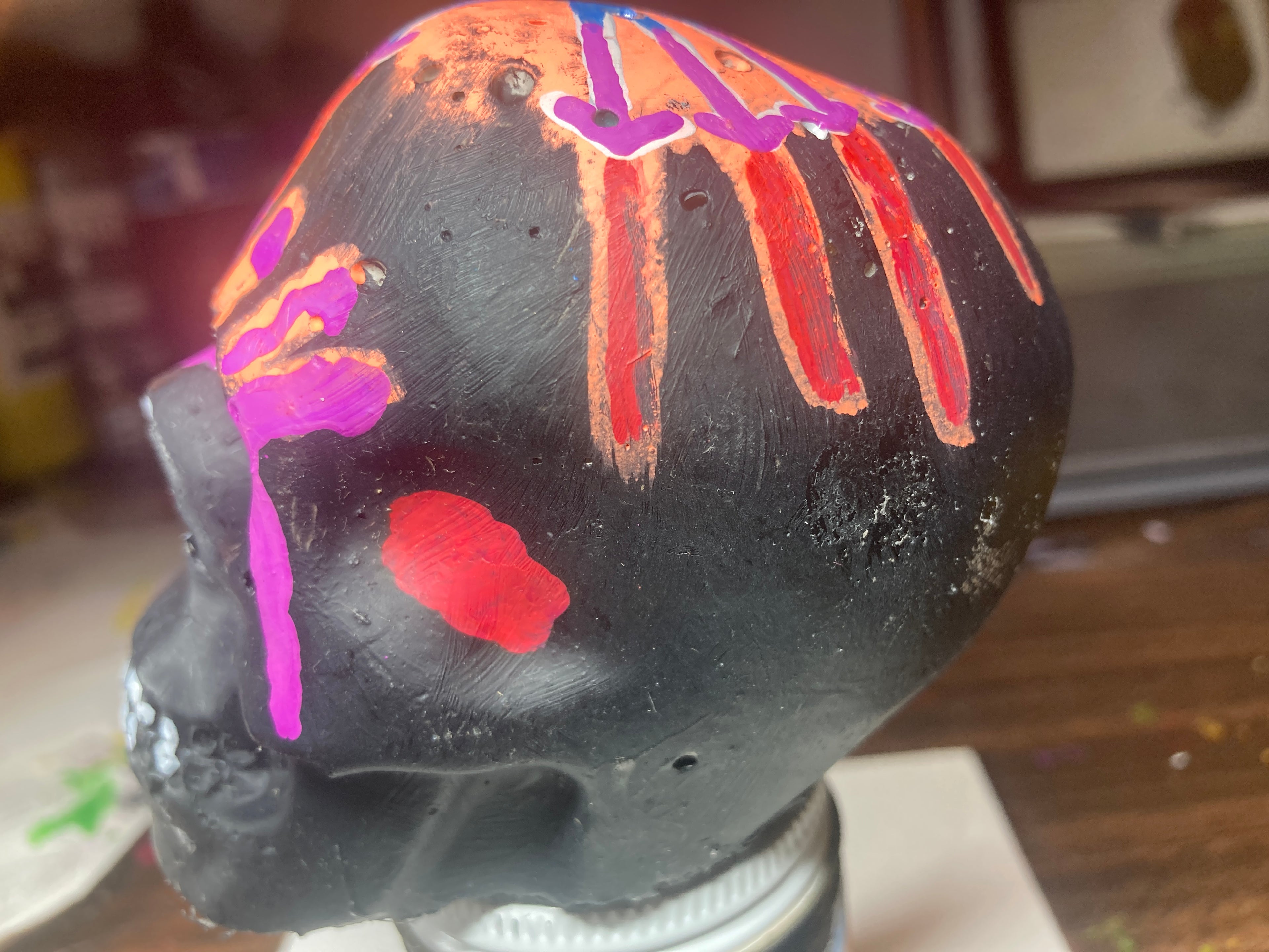 Gloss Black Concrete Skull Sculpture S6
