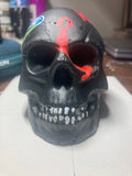 Gloss Black Concrete Skull Sculpture S1